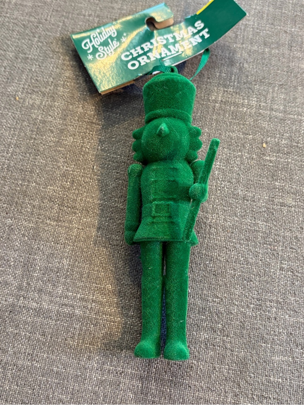 Holiday Style Green Flocked Nutcracker Christmas Ornament New with Tag